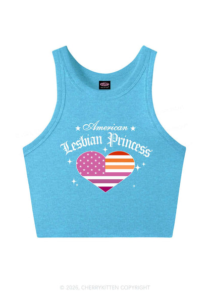 American Lesbian Princess Flag Pride Y2K Crop Tank Top Cherrykitten