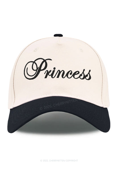 Embroidered Princess Y2K Color Block Baseball Cap Cherrykitten