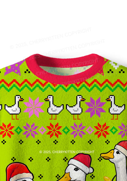 Santa Duck Y2K Christmas Knit Sweatshirt Cherrykitten