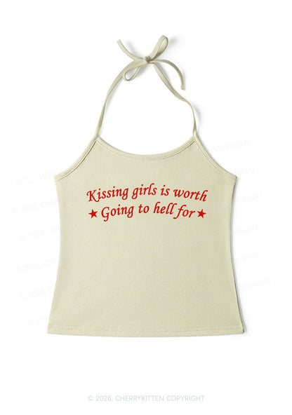 Kissing Girls is Worth Pride Y2K Halter Neck Cami Cherrykitten