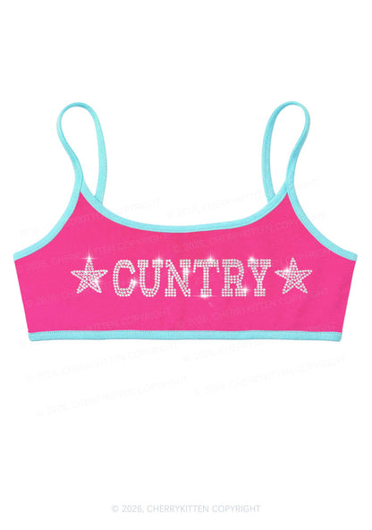Rhinestone Cuntry Y2K Super Crop Cami Cherrykitten