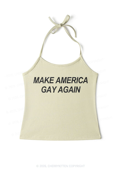 Make America Gay Again Pride Y2K Halter Neck Cami Cherrykitten