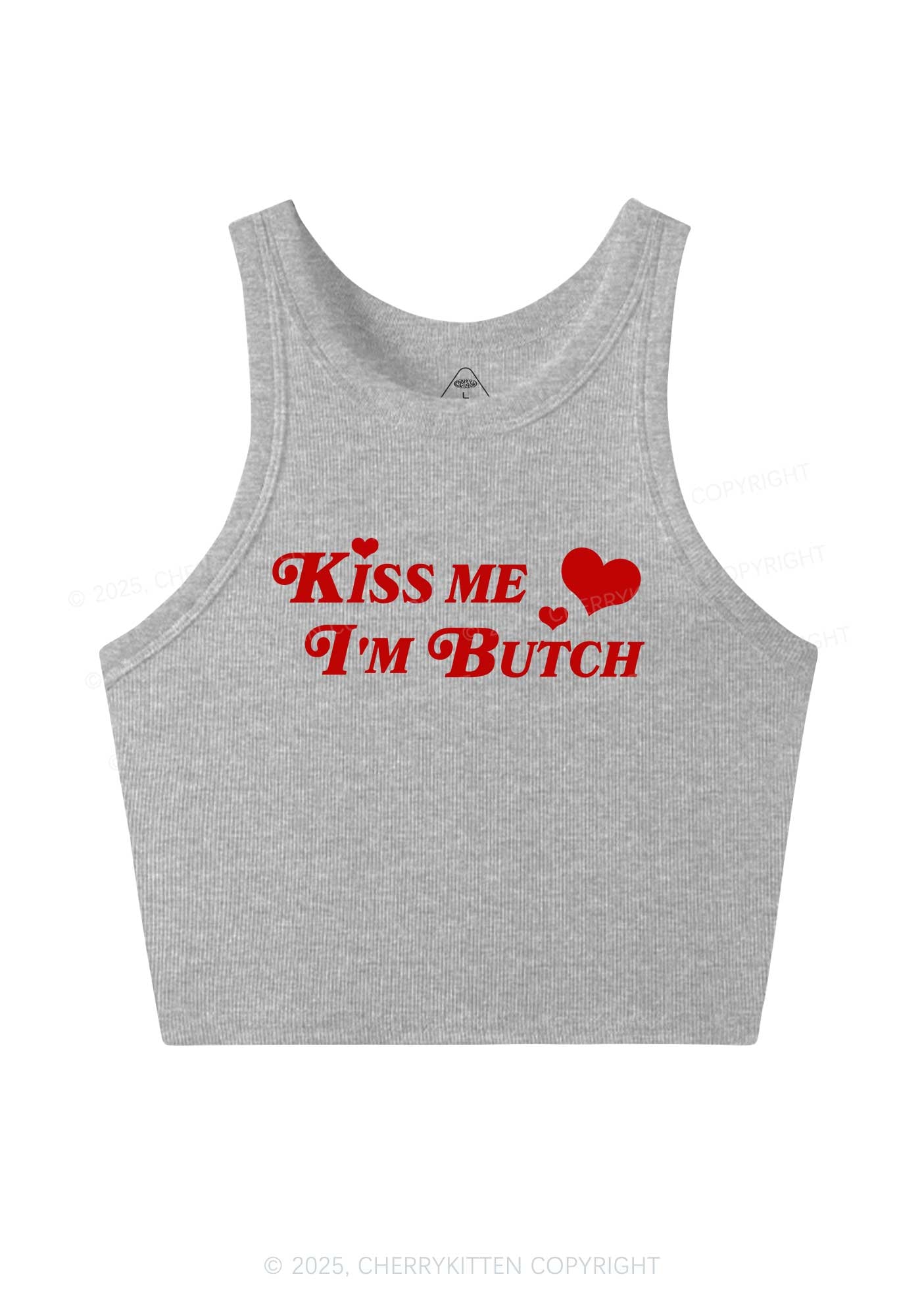 Kiss Me Im Butch Y2K Crop Tank Top Cherrykitten