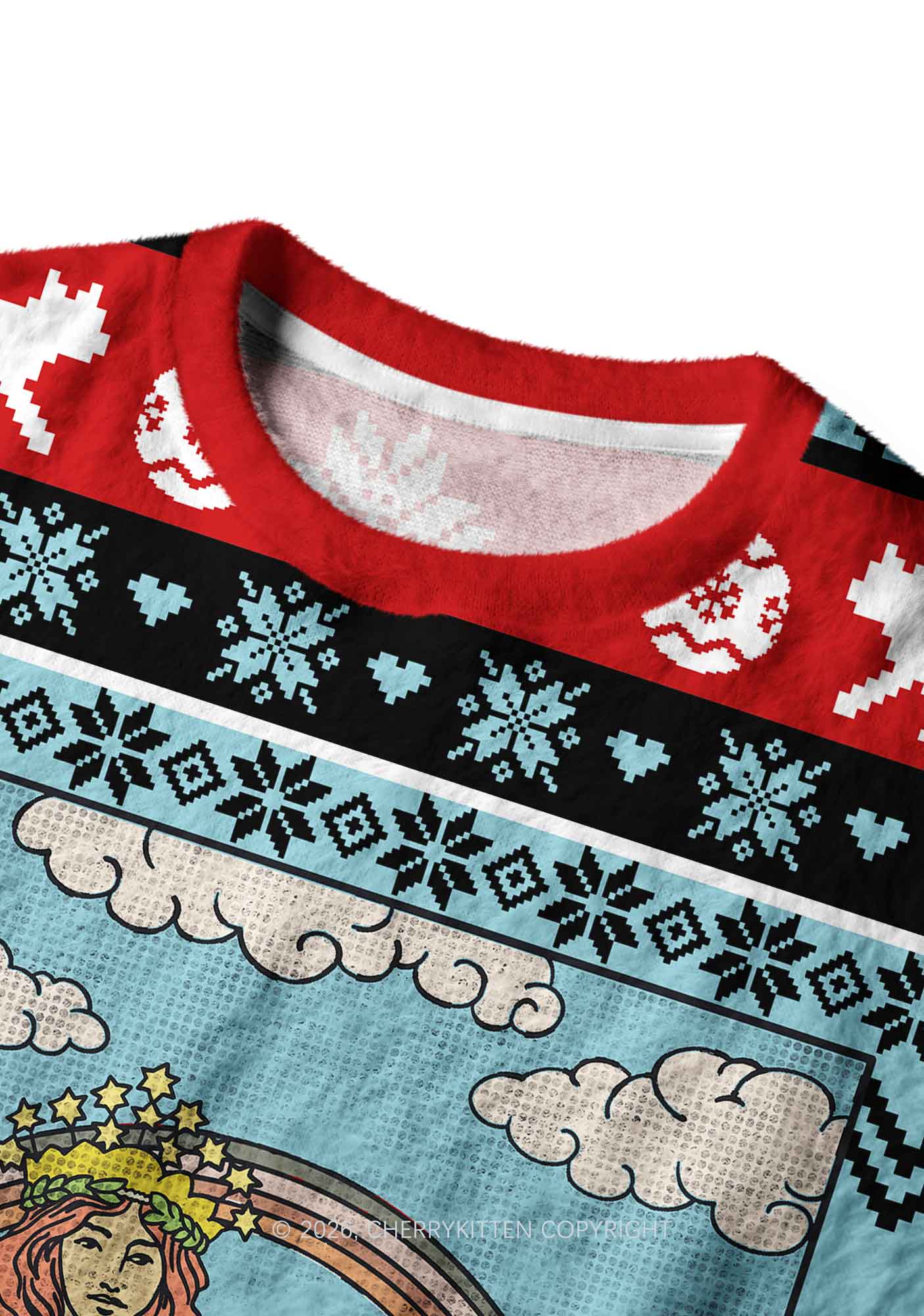 The Cat Lady Y2K Christmas Knit Sweatshirt Cherrykitten