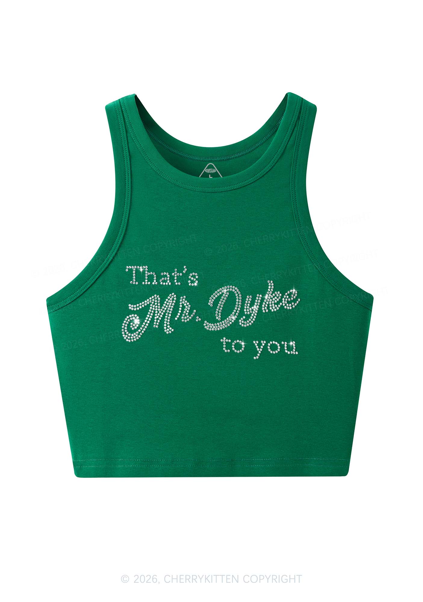 Rhinestone Thats Mr Dyke To You Pride Y2K Crop Tank Top Cherrykitten