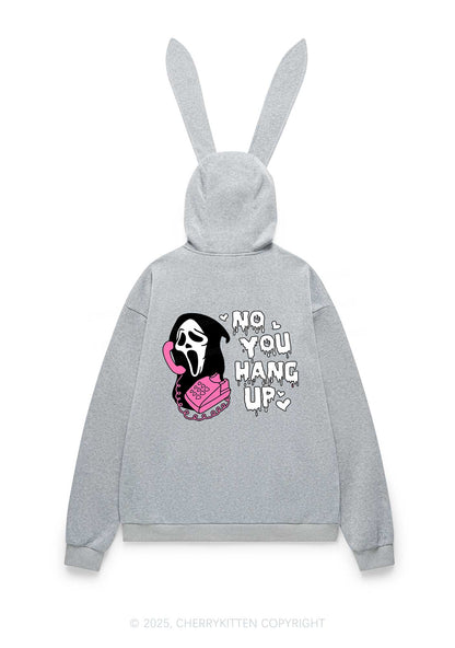 Halloween No You Hang Up Y2K Bunny Ear Zip Hoodie Cherrykitten