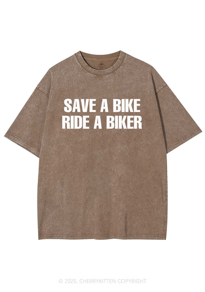 Save Bike Ride Biker Y2K Shirts Washed Tee Cherrykitten