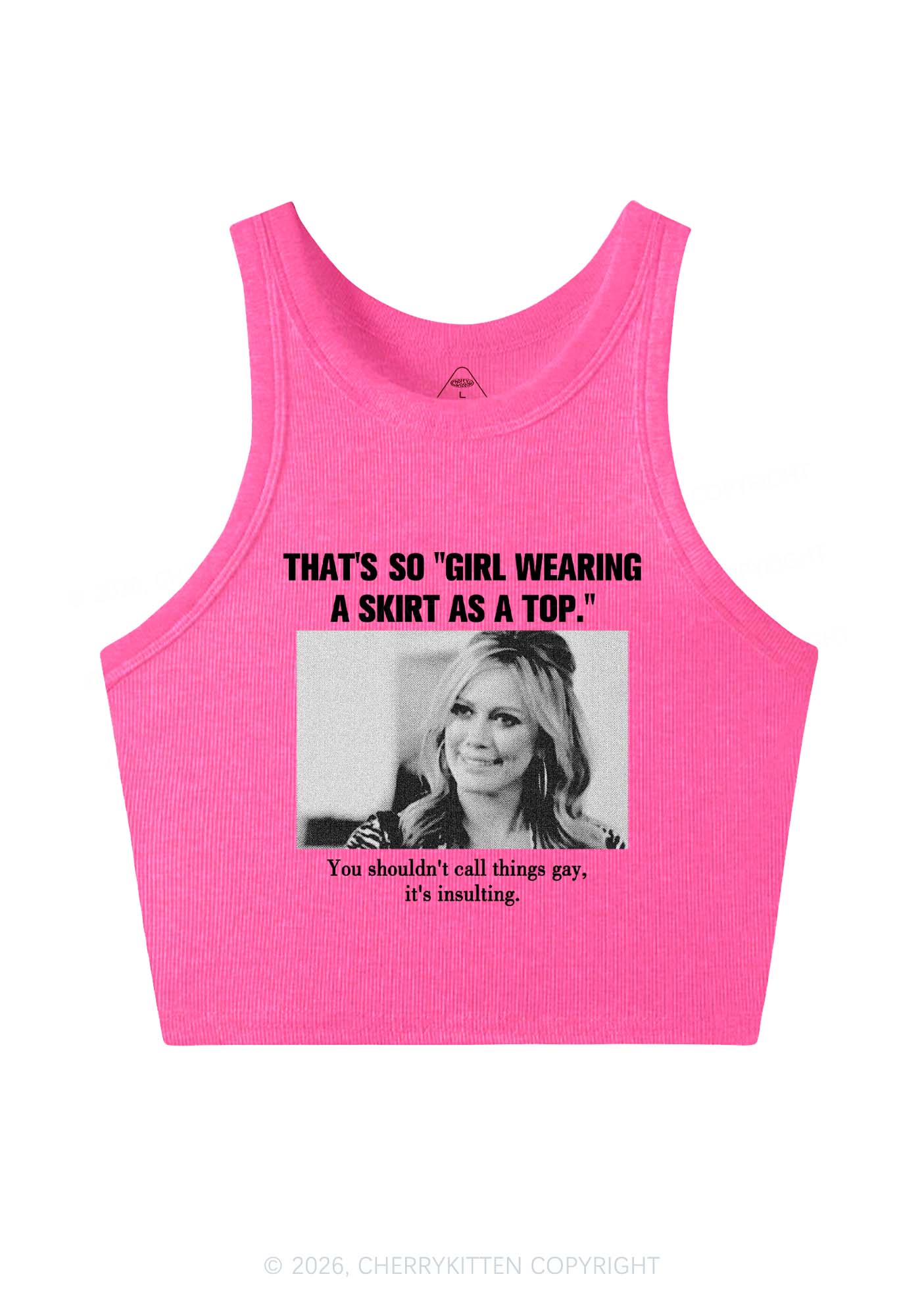 Girl Wearing A Skirt As A Top Y2K Crop Tank Top Cherrykitten