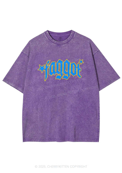 Faggot Stars Pride Y2K Shirts Washed Tee Cherrykitten