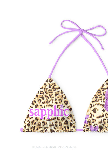Purple Floral Sapphic Leopard Pride Y2K Print Bikini Set Cherrykitten