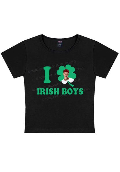 Custom I Love Shamrock Irish Boys St Patricks Y2K Baby Tee Cherrykitten