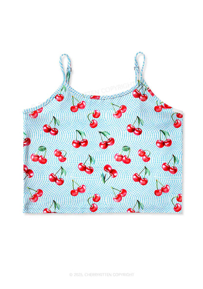 Blue Cherry Y2K Print Cami Crop Top Cherrykitten