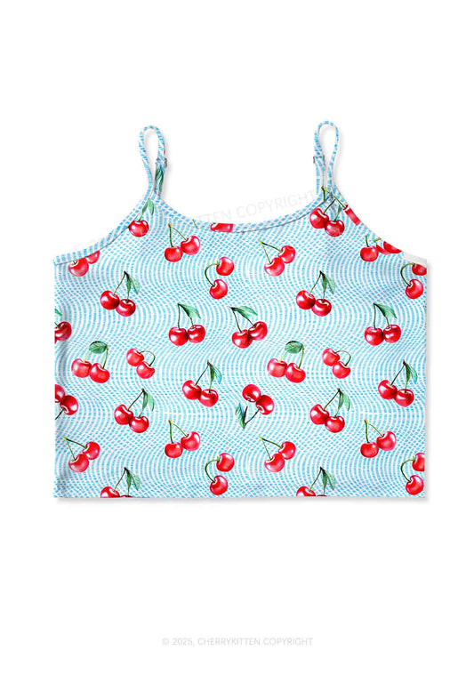 Blue Cherry Y2K Print Cami Crop Top Cherrykitten