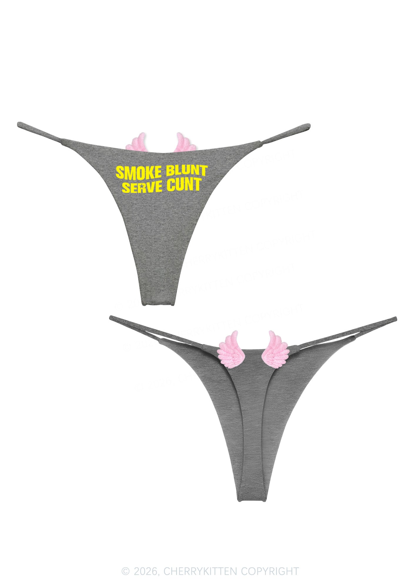 Smoke Blunt Y2K Goth Angel Wings Bikini String Thong Cherrykitten