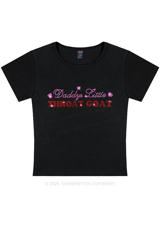 Rhinestone Daddys Little Throat Goat Y2K Baby Tee Cherrykitten