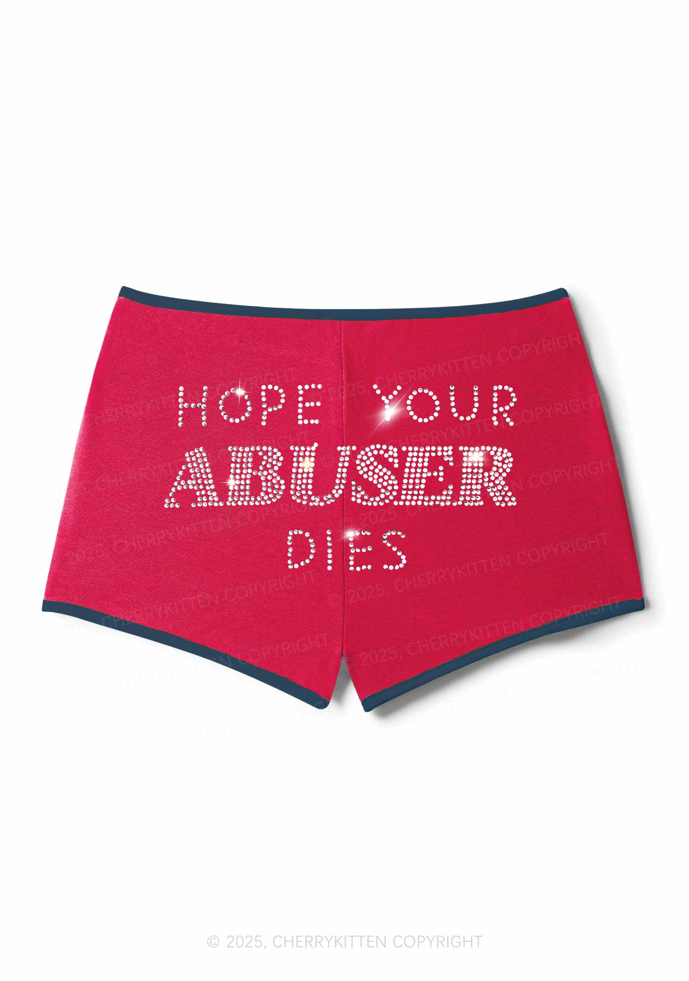 Rhinestone Abuser Dies Y2K Booty Shorts Cherrykitten