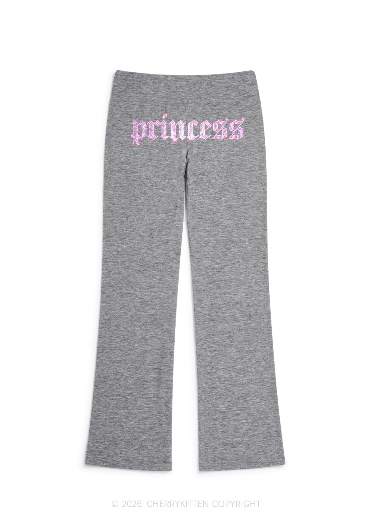 Rhinestone Princess Y2K Low Rise Drawstring Flare Pants Cherrykitten