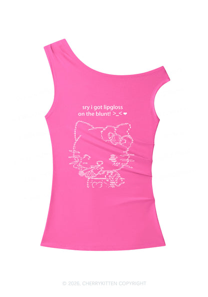 Sorry About Lipgloss Y2K Off Shoulder Tank Top Cherrykitten