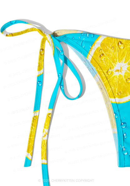 Yellow Lemon Y2K Print Bikini Set Cherrykitten