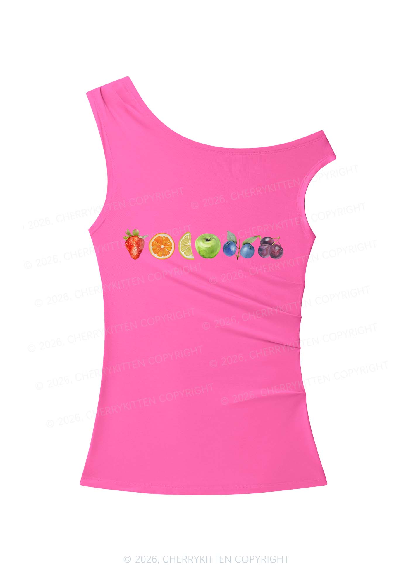 Six Fruity Pride Y2K Off Shoulder Tank Top Cherrykitten