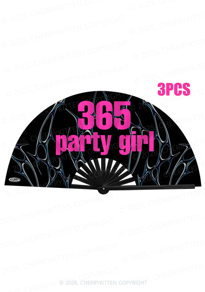 Party Girl Y2K Rave Hand Fan Cherrykitten
