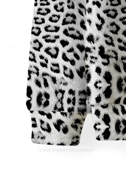 Black Leopard Y2K Christmas Knit Sweatshirt Cherrykitten