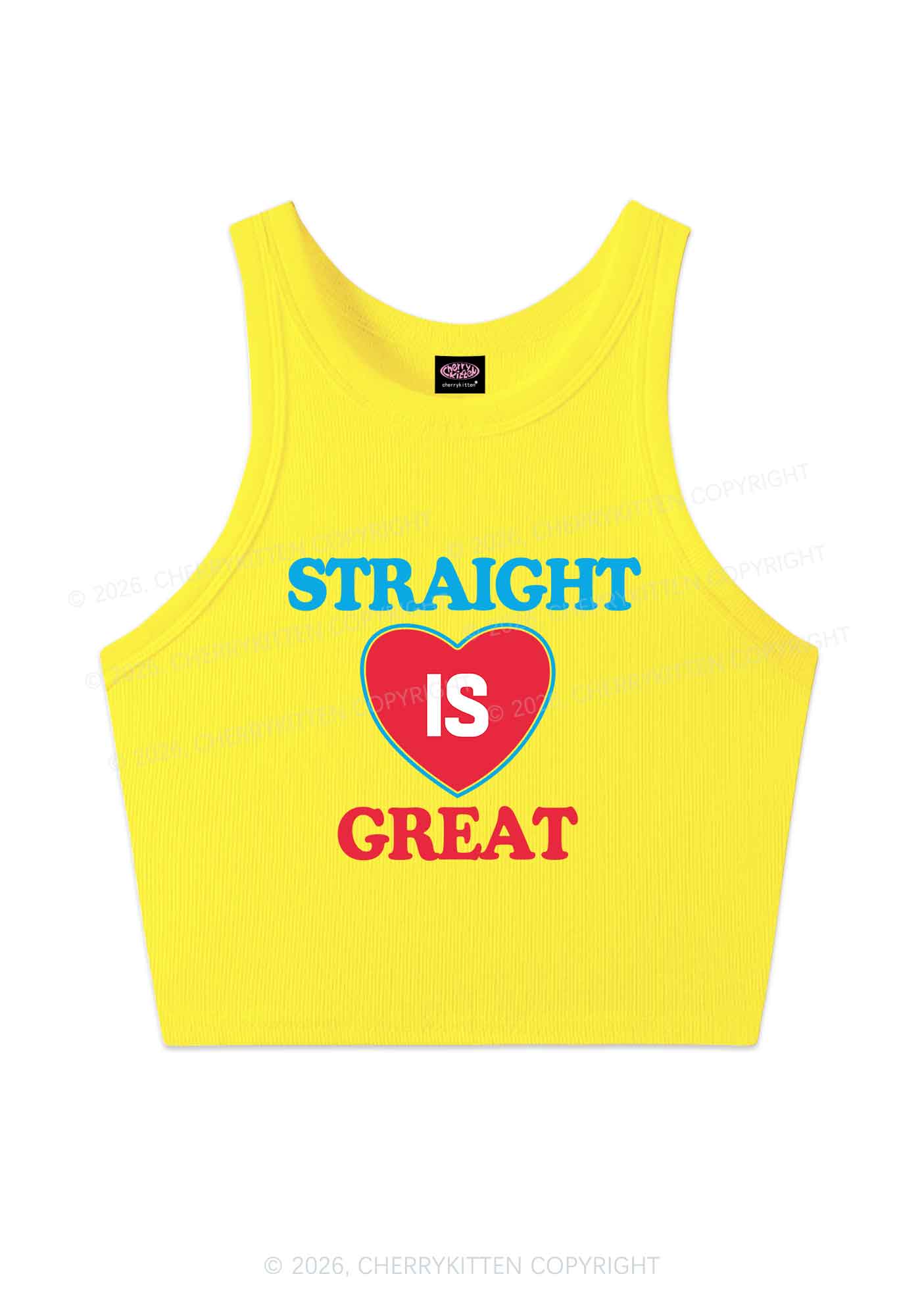 Straight Is Great Pride Y2K Crop Tank Top Cherrykitten