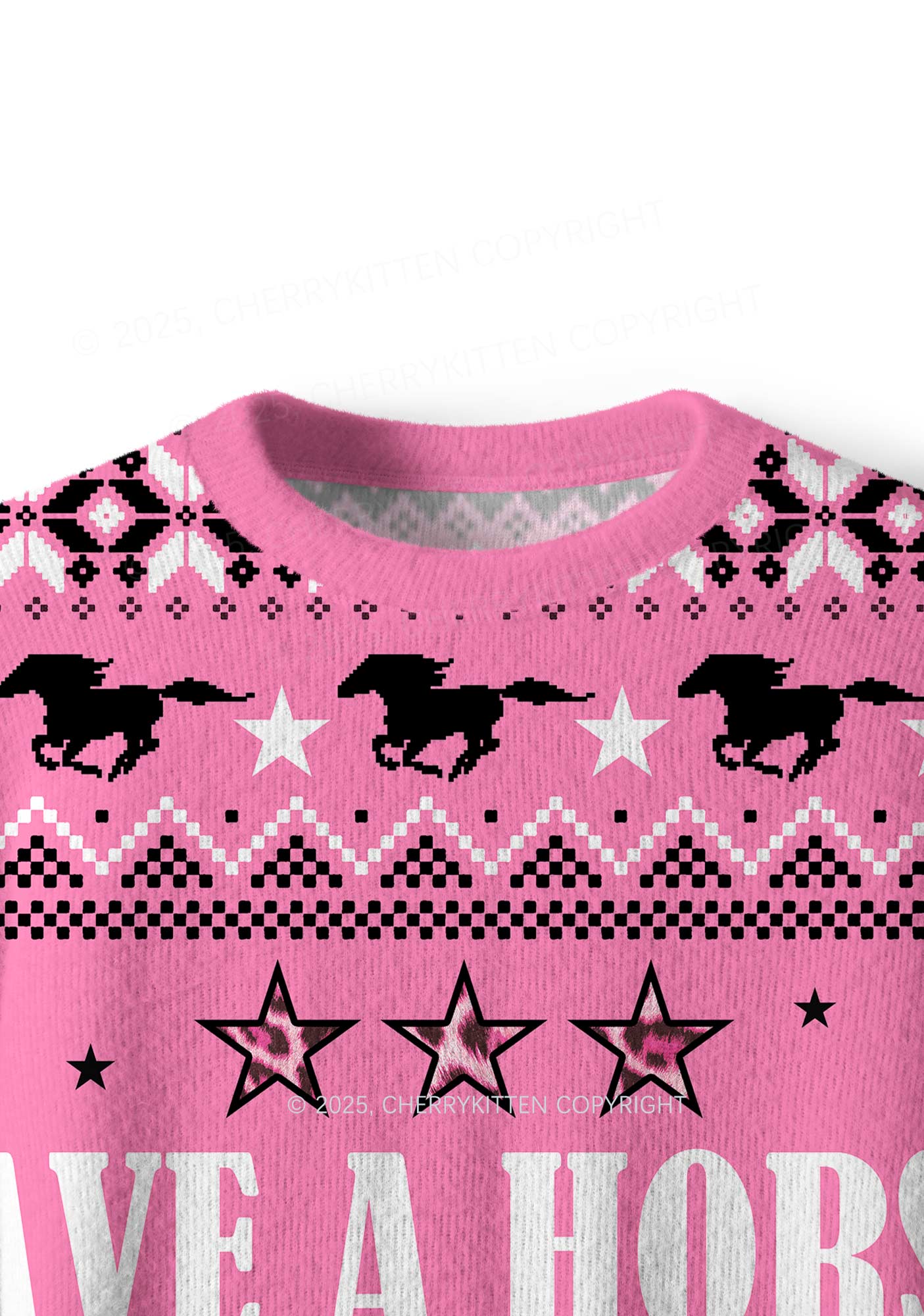 Ride A Mustache Y2K Christmas Knit Sweatshirt Cherrykitten