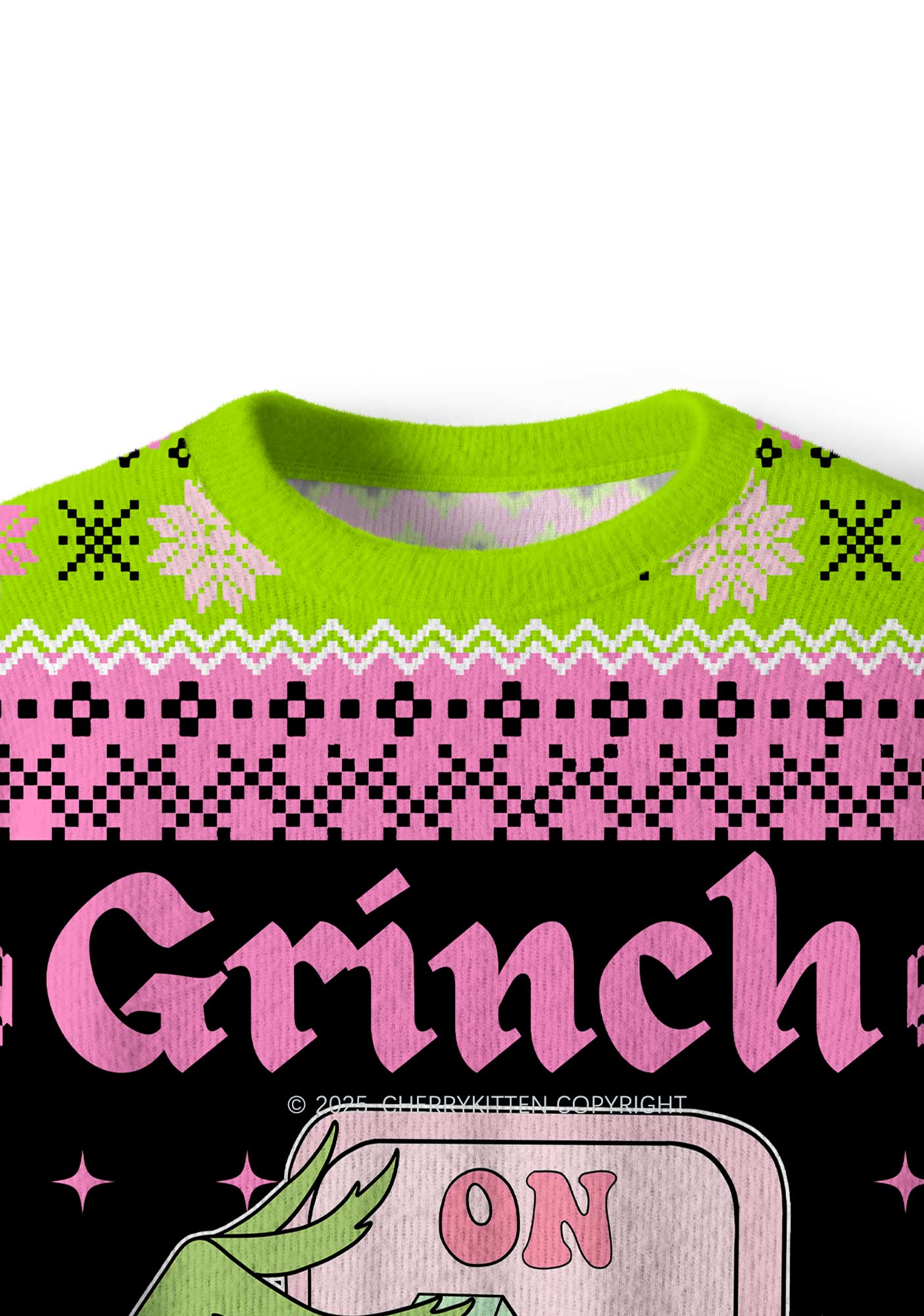 On Off Mode Y2K Christmas Knit Sweatshirt Cherrykitten