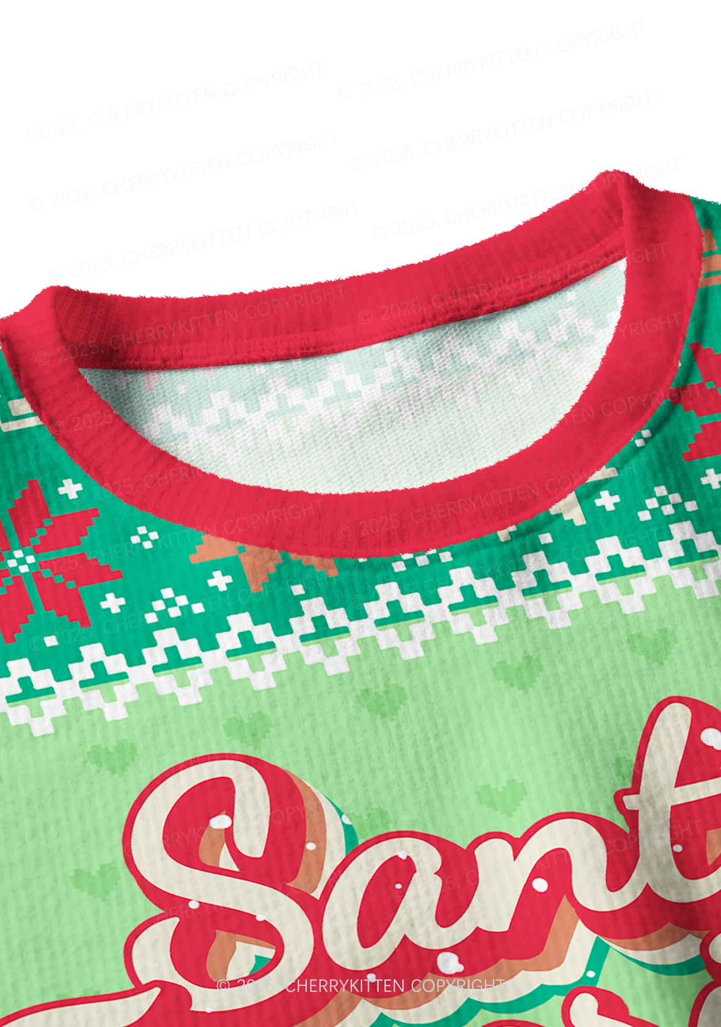 Santas Favorite Ho Y2K Christmas Crop Knit Sweatshirt Cherrykitten