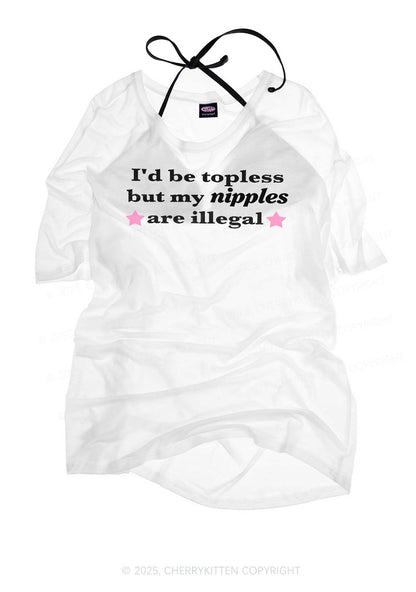 Nixxles Are Illegal Y2K Sheer Boyfriend Tee Cherrykitten