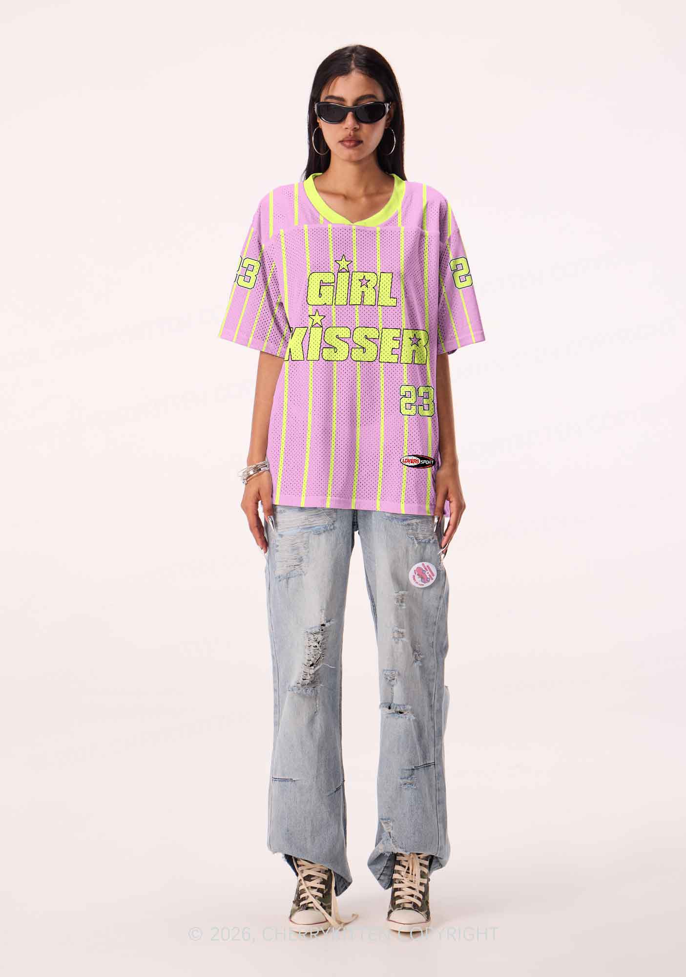 Pale Yellow Girl Kisser Pride Y2K Sport Jersey Shirts Cherrykitten