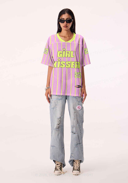 Pale Yellow Girl Kisser Pride Y2K Sport Jersey Shirts Cherrykitten