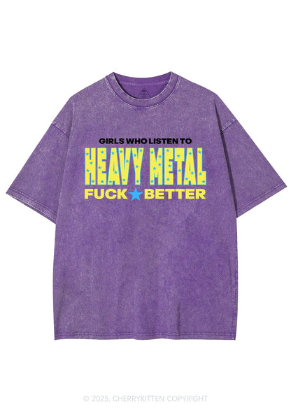 Girls Listen Heavy Metal Y2K Shirts Washed Tee Cherrykitten