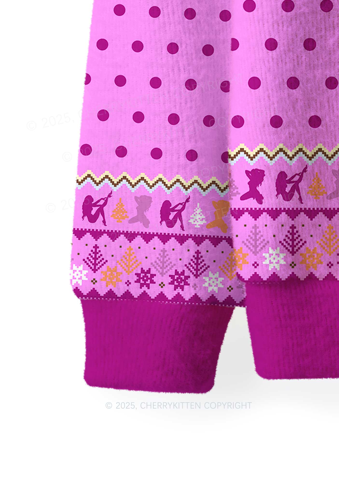 Lesbian Kissing Pride Y2K Christmas Knit Sweatshirt Cherrykitten