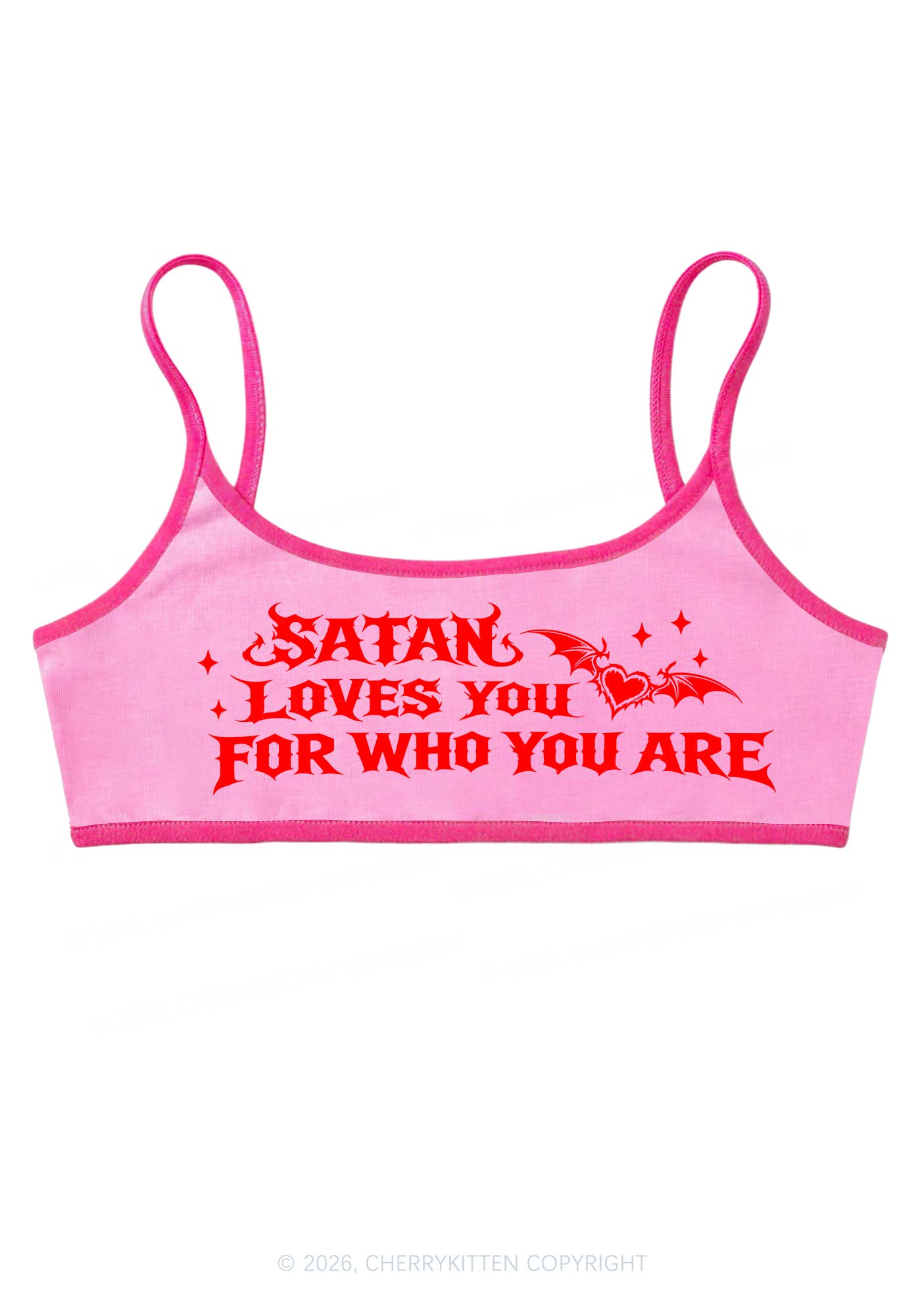 Halloween Satan Loves You Y2K Super Crop Cami Cherrykitten