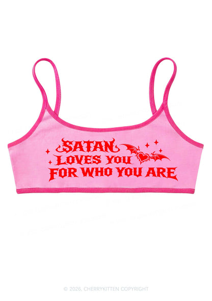 Halloween Satan Loves You Y2K Super Crop Cami Cherrykitten