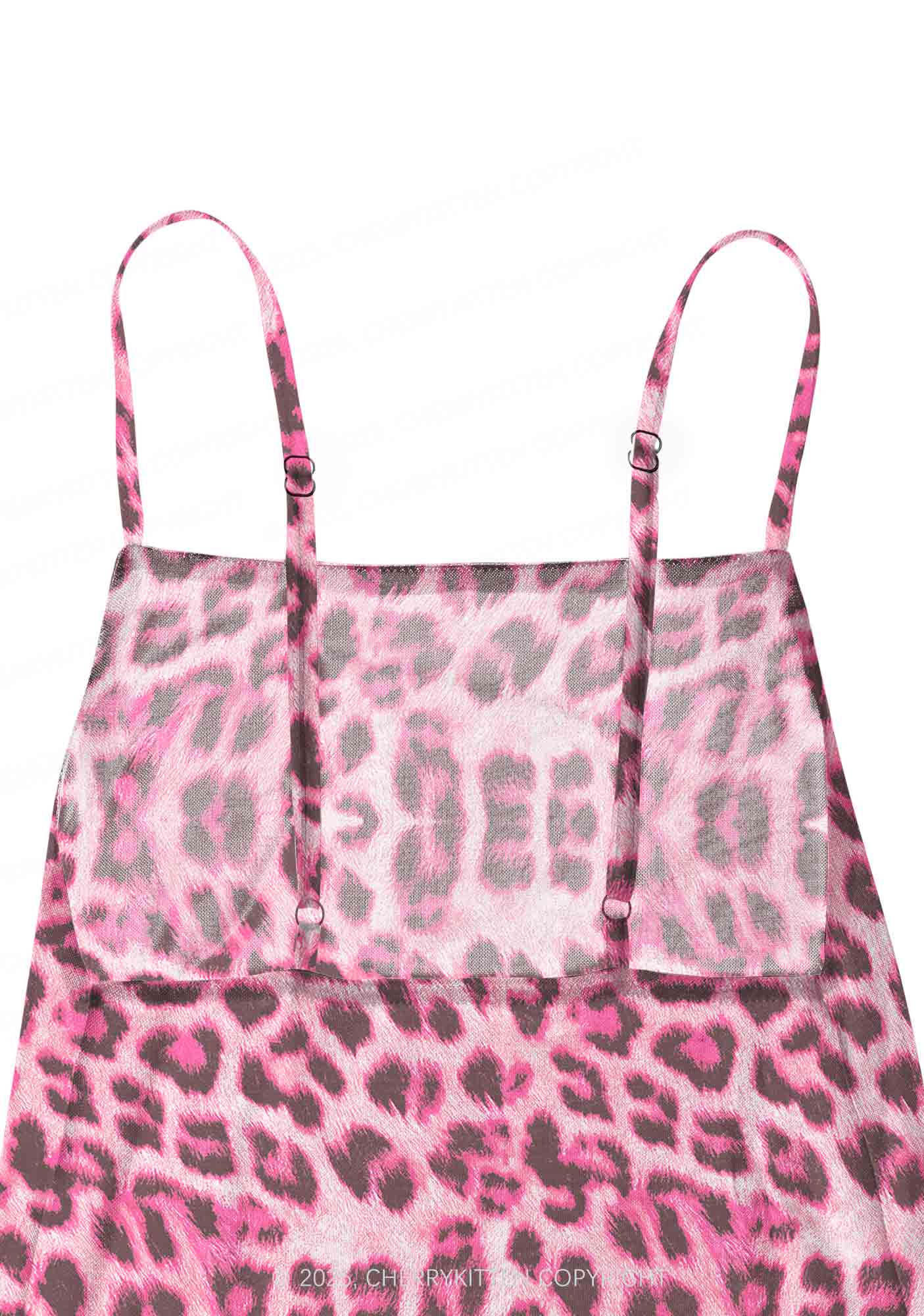 Pink Leopard Y2K Mesh Slip Dress Cherrykitten
