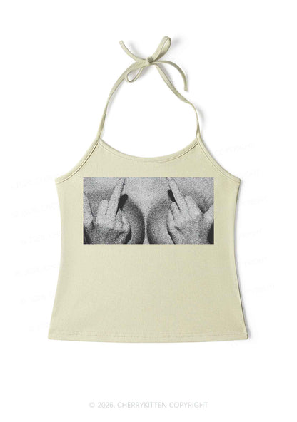 Middle Finger Bxxbs Y2K Halter Neck Cami Cherrykitten