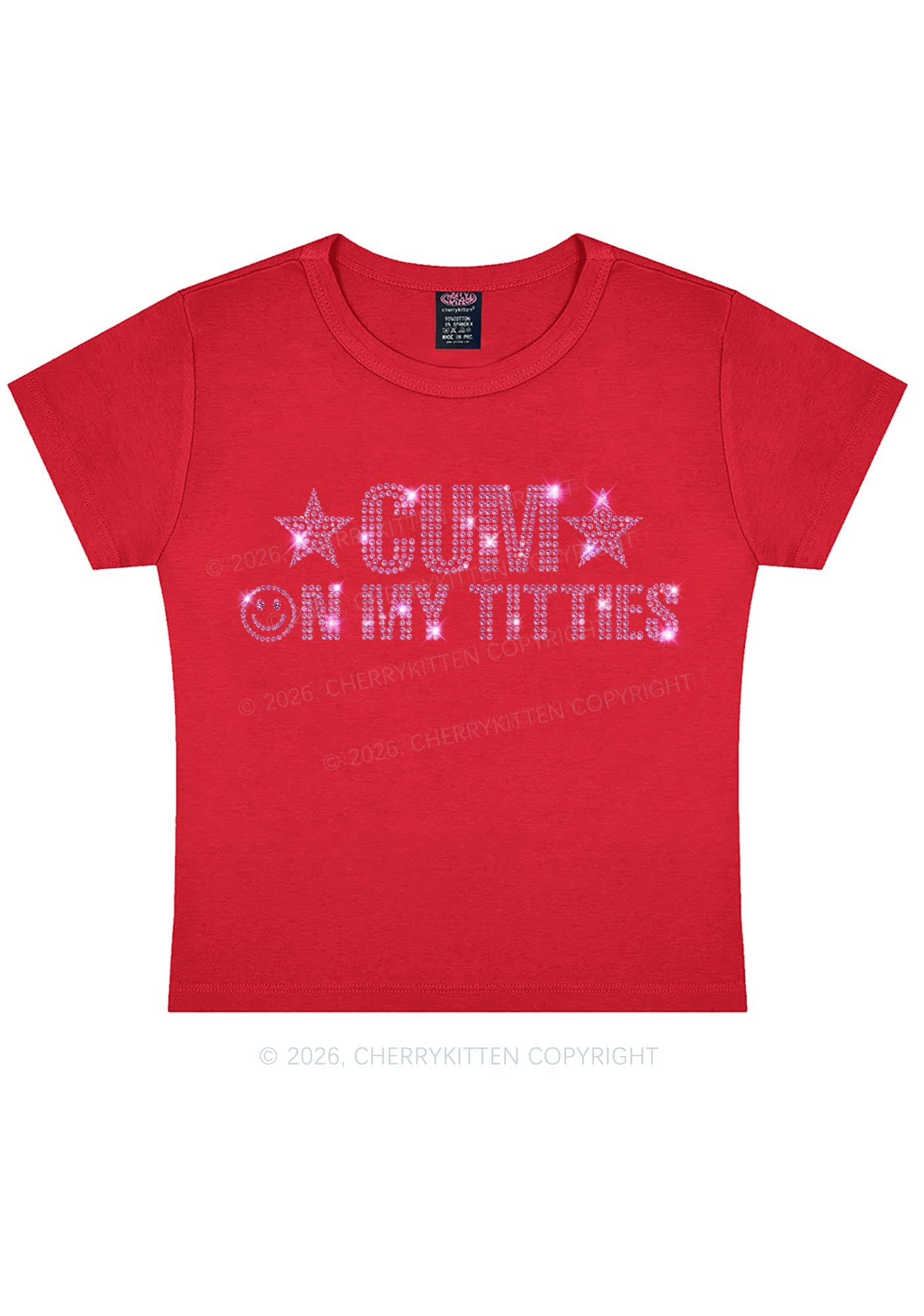 Rhinestone Cxm On My Txtties Y2K Baby Tee Cherrykitten