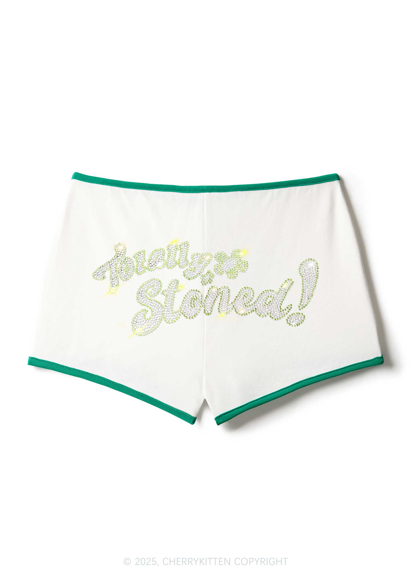 Rhinestone Totally Stoned Y2K Booty Shorts Cherrykitten
