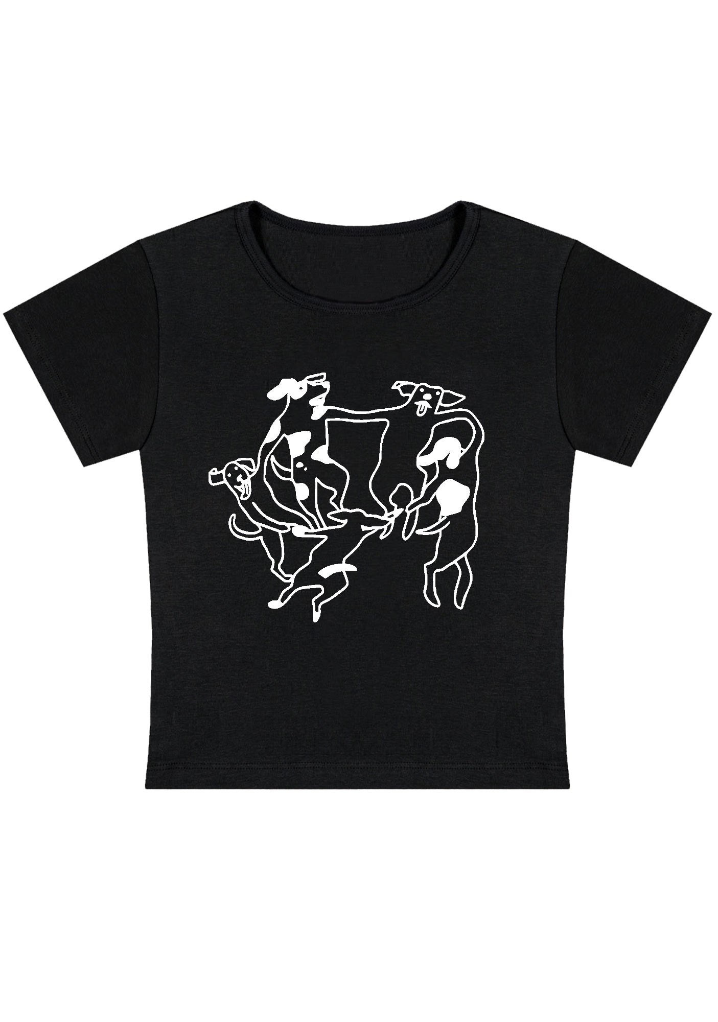 Dancing Dogs Y2K Baby Tee