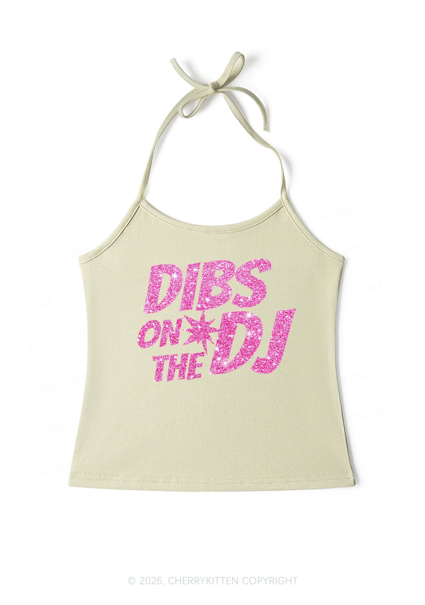 Glitter Dibs On The DJ Y2K Halter Neck Cami Cherrykitten