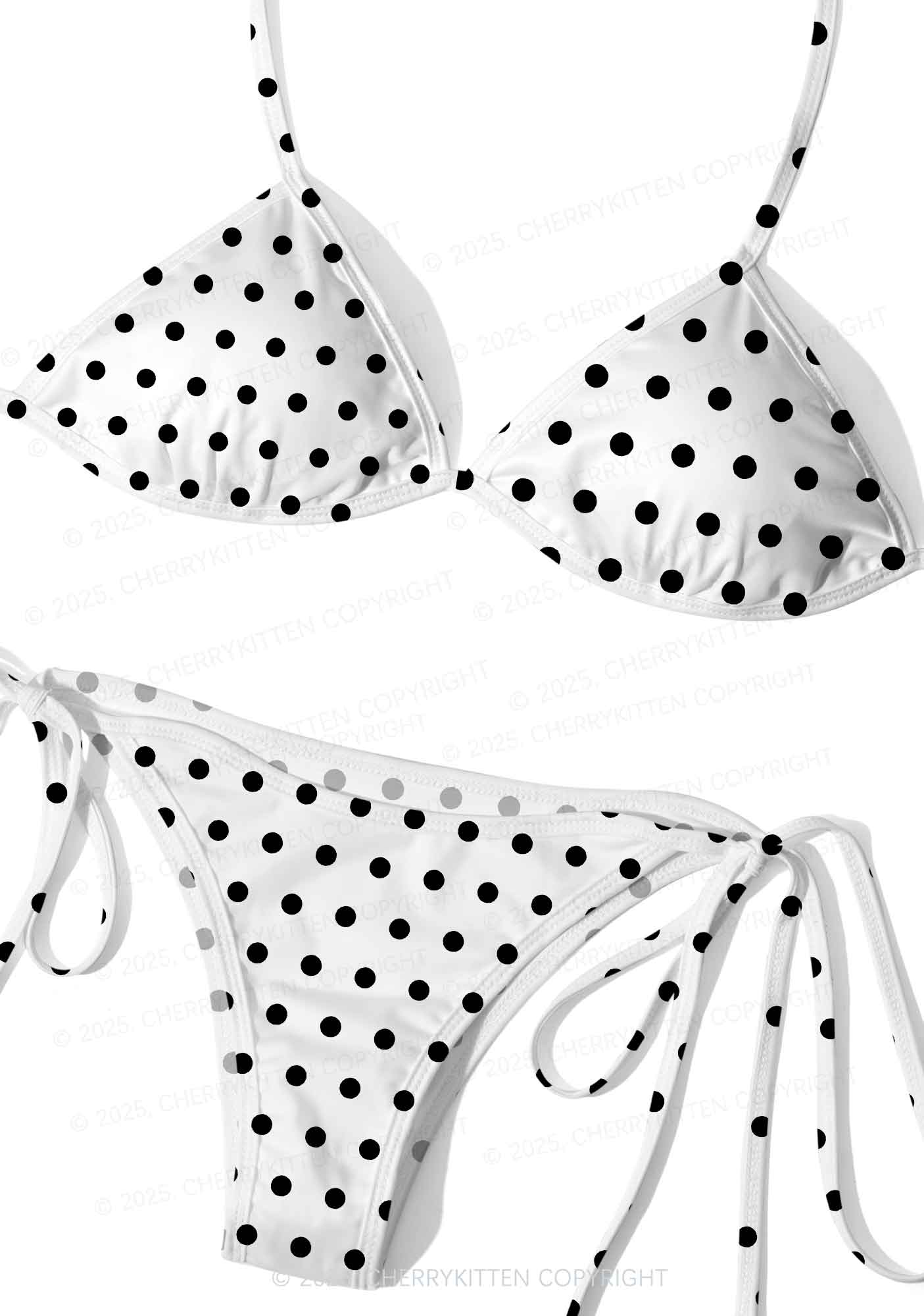 Black And White Dots Y2K Print Bikini Set Cherrykitten