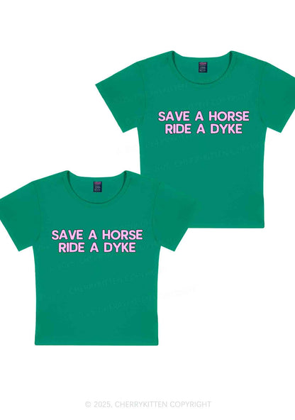 Save Horse Ride Dyke Y2K Valentine's Day Baby Tee Cherrykitten