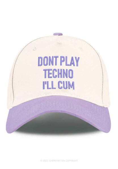 Embroidered Dont Play Techno Y2K Color Block Baseball Cap Cherrykitten