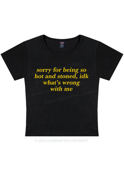 Sorry For Being Hot And Stoned Y2K Baby Tee Cherrykitten