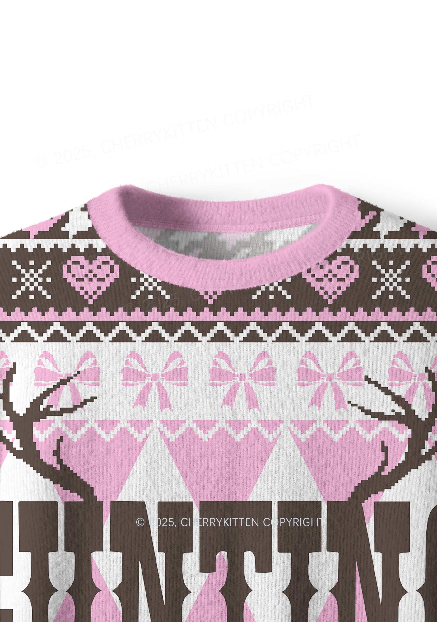 Pink Cunting Season Y2K Christmas Knit Sweatshirt Cherrykitten