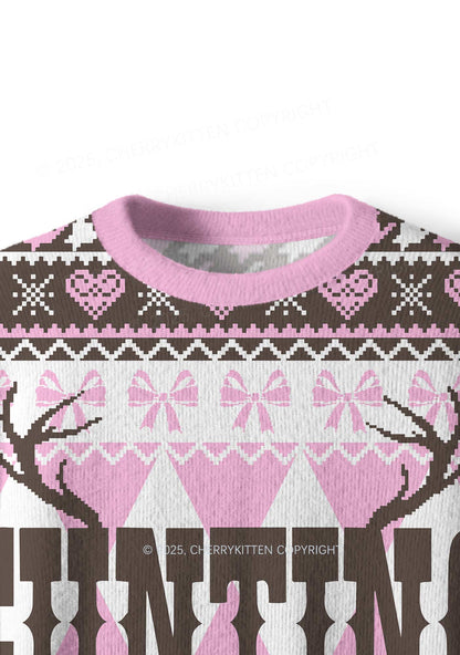 Pink Cunting Season Y2K Christmas Knit Sweatshirt Cherrykitten