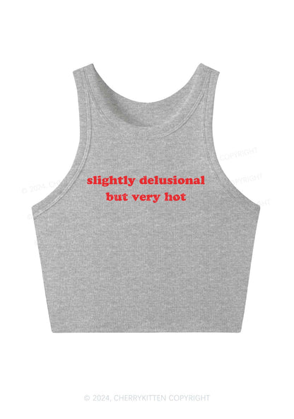 Slightly Delusional But Very Hot Y2K Crop Tank Top Cherrykitten